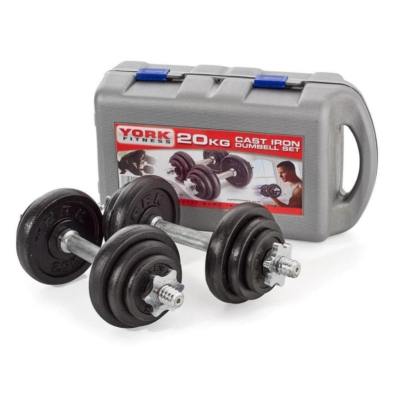 York Fitness 20kg Dumbbell Sets (Chrome/ Cast Iron)
