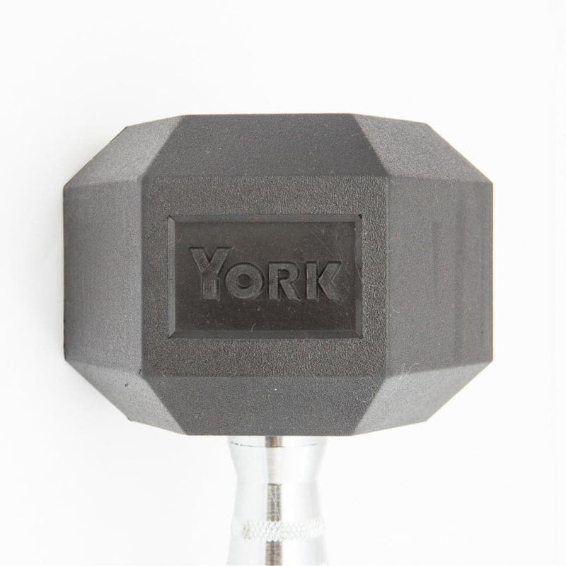 York Rubber Hex Dumbbell Sets With Racks