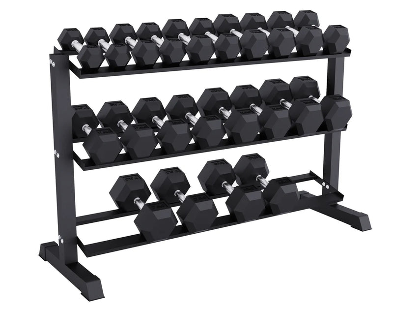 HGS Rubber Hex Dumbbell Set and Rack (2.5kg - 30kg)