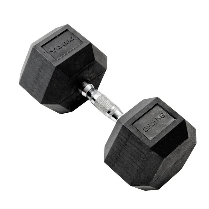 York Rubber Hex Dumbbell Sets With Racks