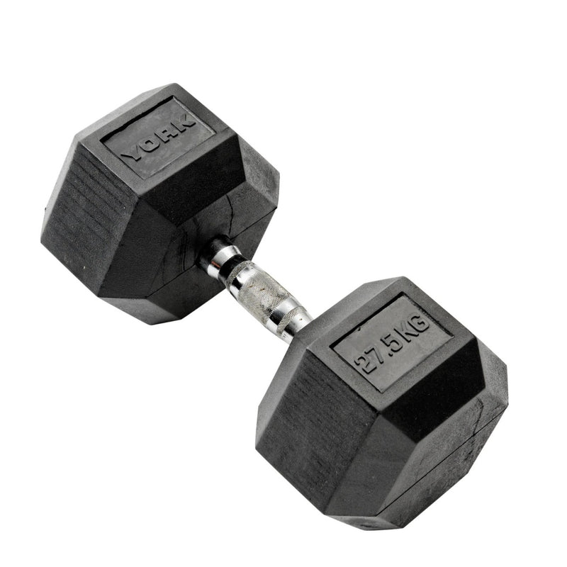 York Rubber Hex Dumbbell Sets With Racks