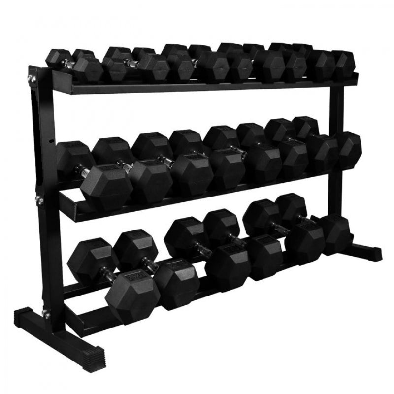 HomeGymSupply Rubber Hex Dumbbell Set + Rack (2.5kg to 30kg)