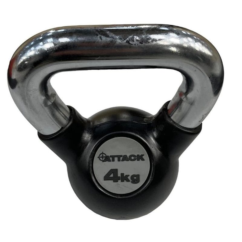 Attack Fitness Chrome Handle Rubber Kettlebell Set (4kg to 24kg)